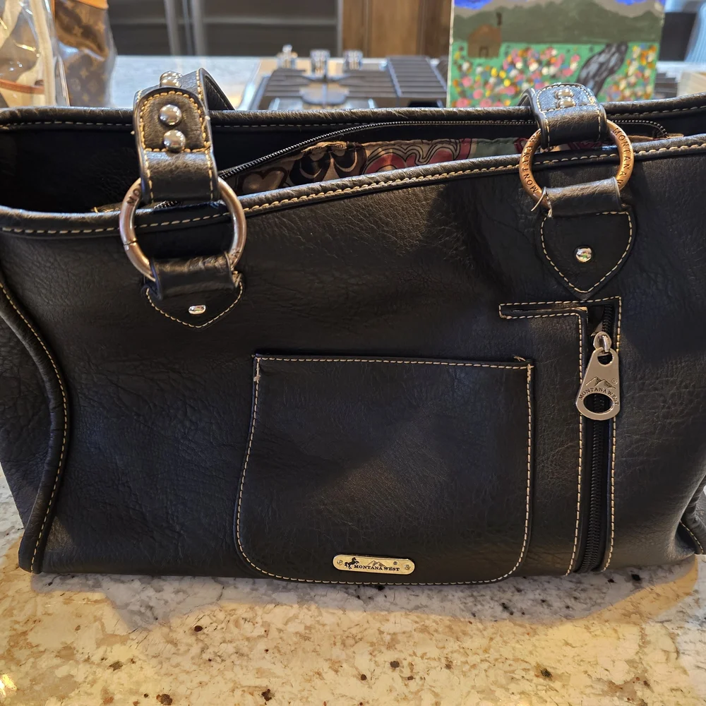 Black Tote with Colorful Embroidered Sugar Skull - Picture 2 of 4